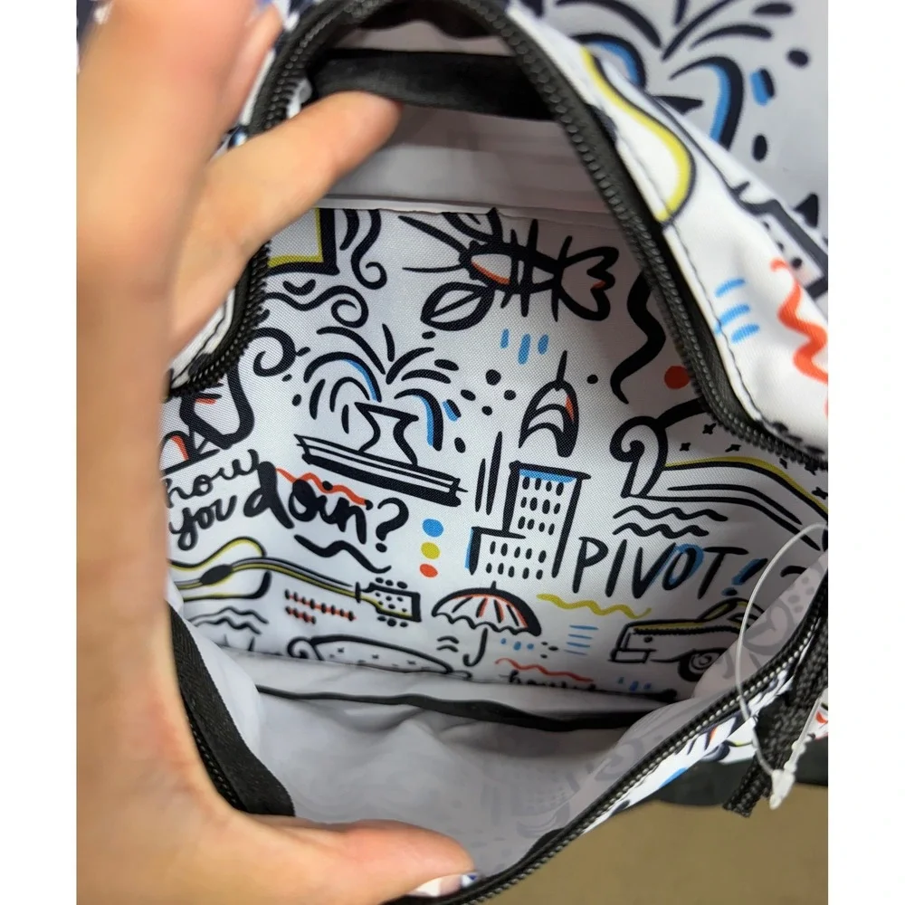 Friends TV Show Doodle Print Backpack White Multi PIVOT BP8SG6FRI NWT